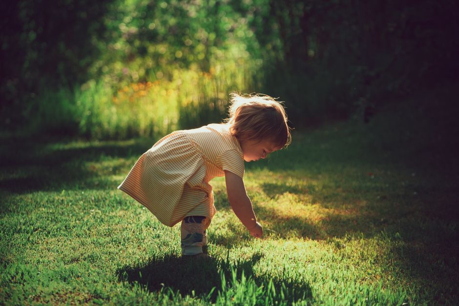 Happy child smiling outdoors