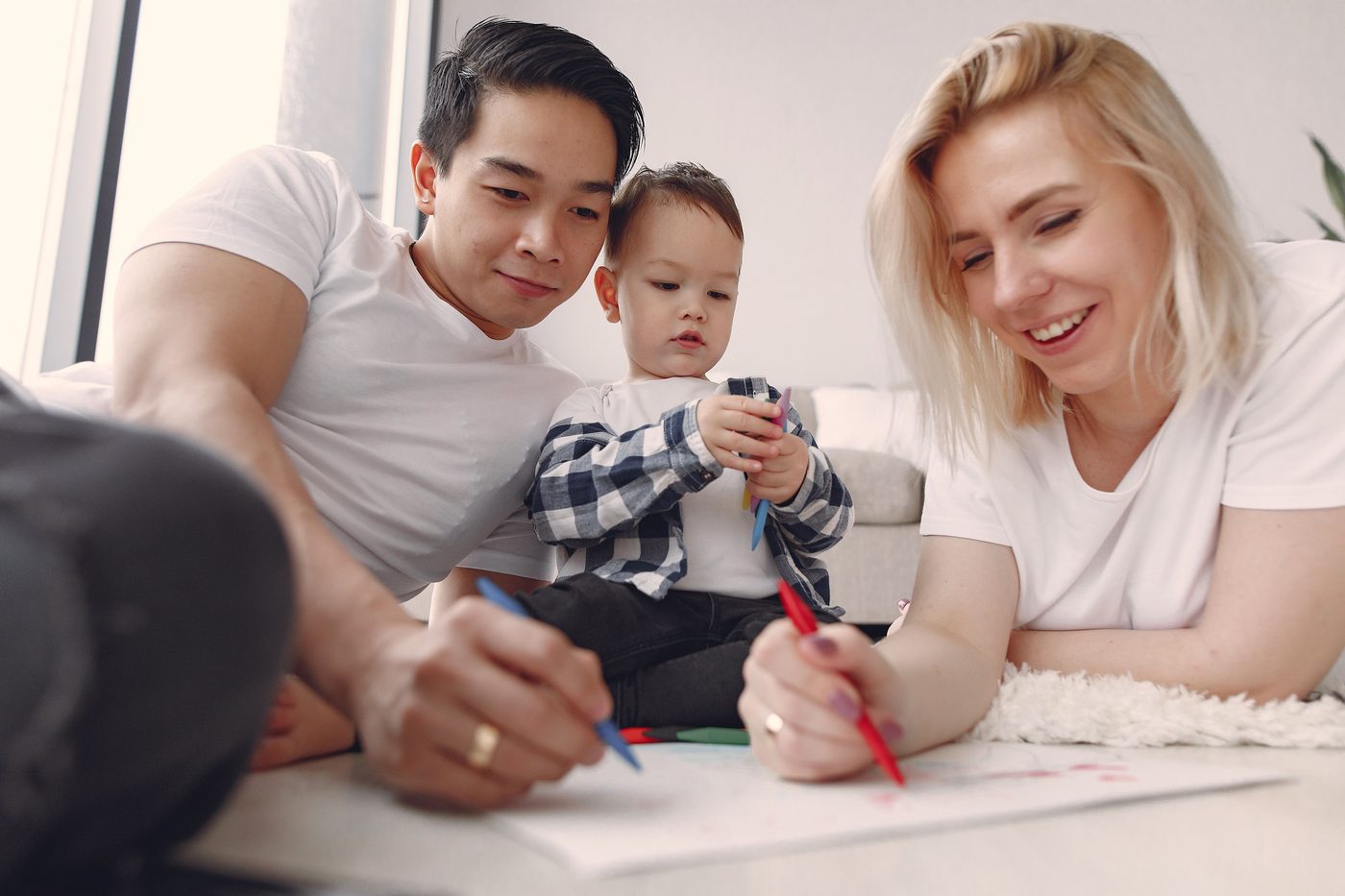 A family enjoys creative arts and crafts together