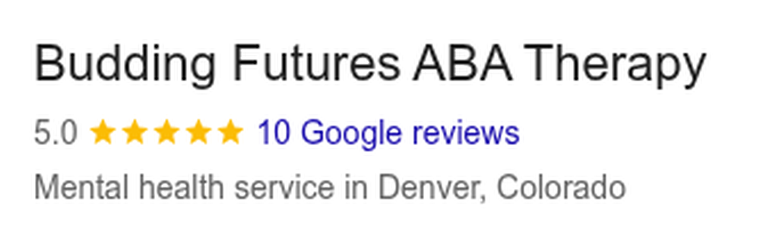Budding Futures ABA Therapy on Google, rated 5.0 from 10 reviews