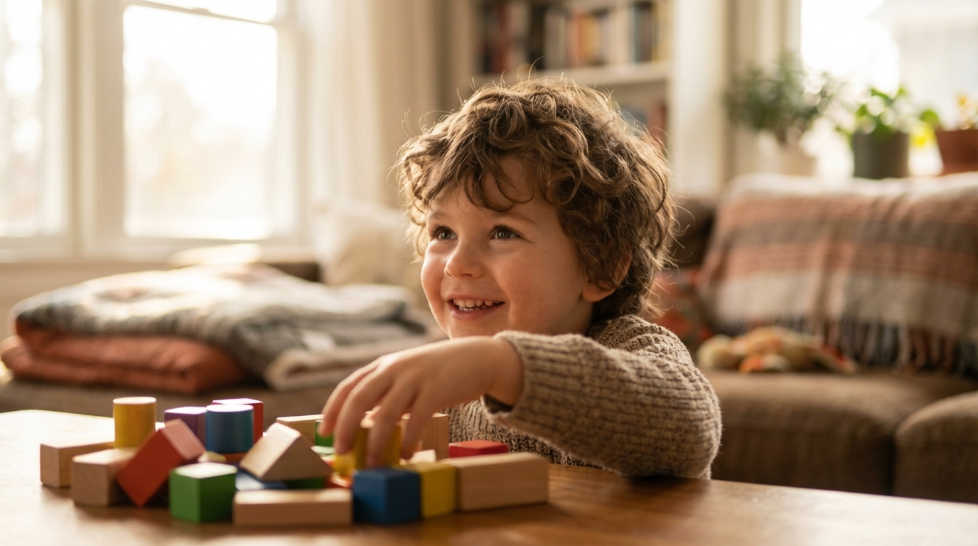 Parent and child during an in-home ABA therapy moment