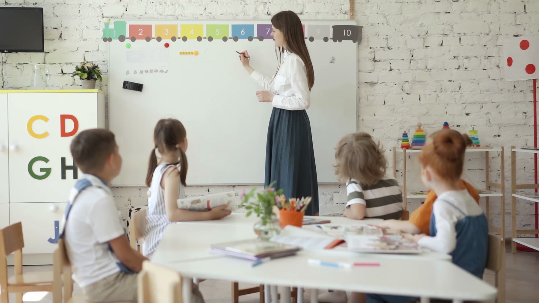 Children participating in a classroom activity