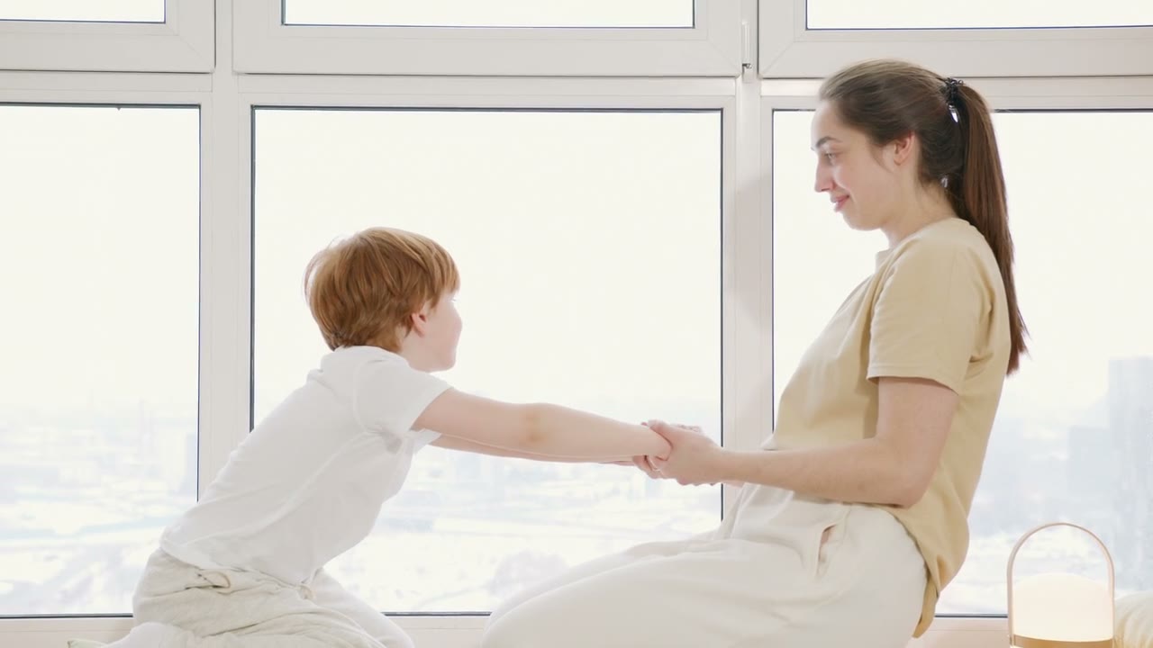 Parent and child practicing a daily routine